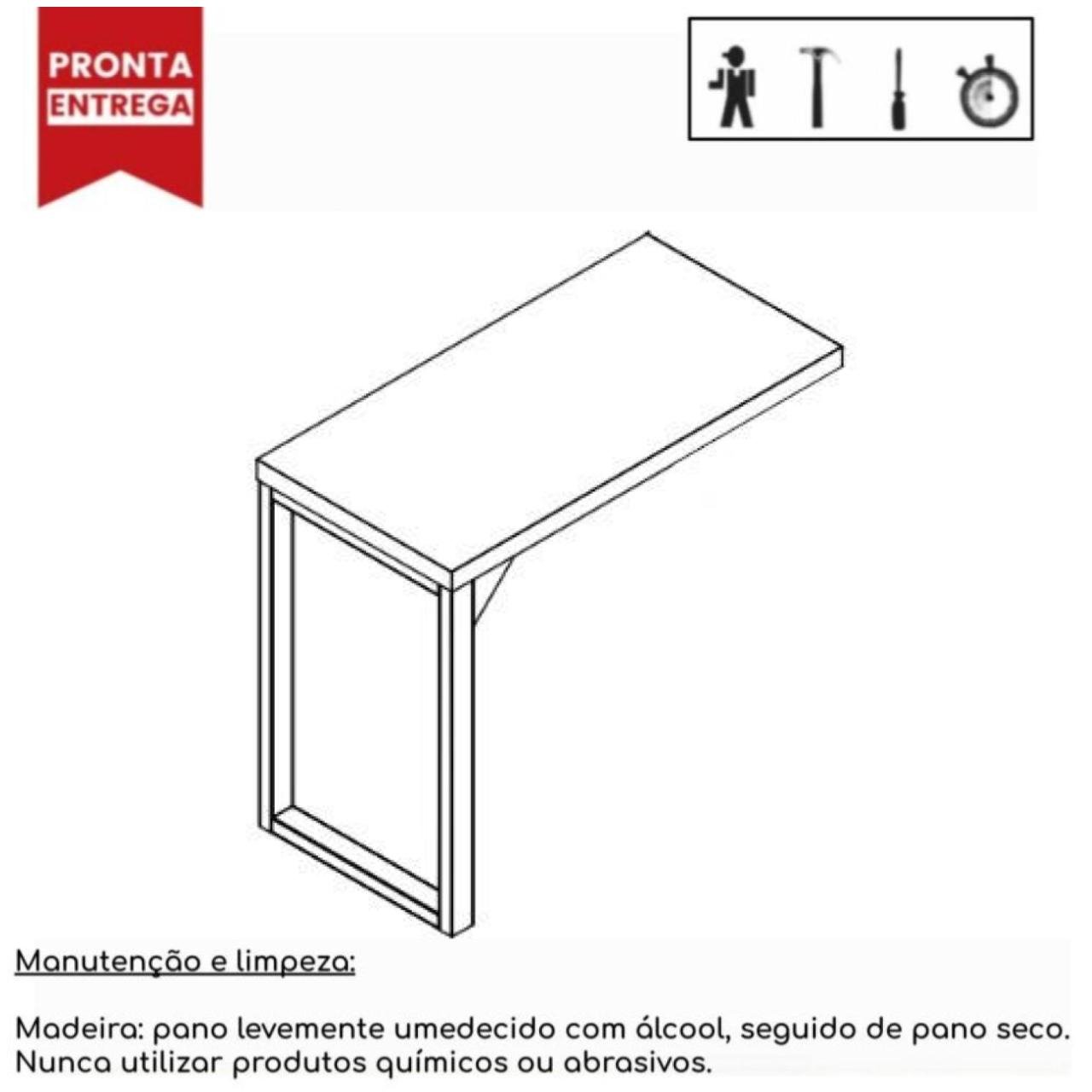 Mesa AUXILIAR SIMPLES PÉ QUADRO 0,90m NOGAL SEVILHA / PRETO – 24419 — foto 2