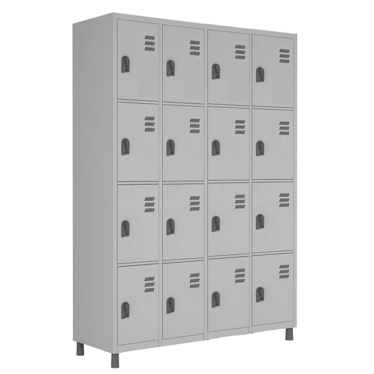 Armário Roupeiro de Aço 16 Portas PEQUENAS – 1,84×1,29×0,35m – CZ/CZ – W3 – 10019