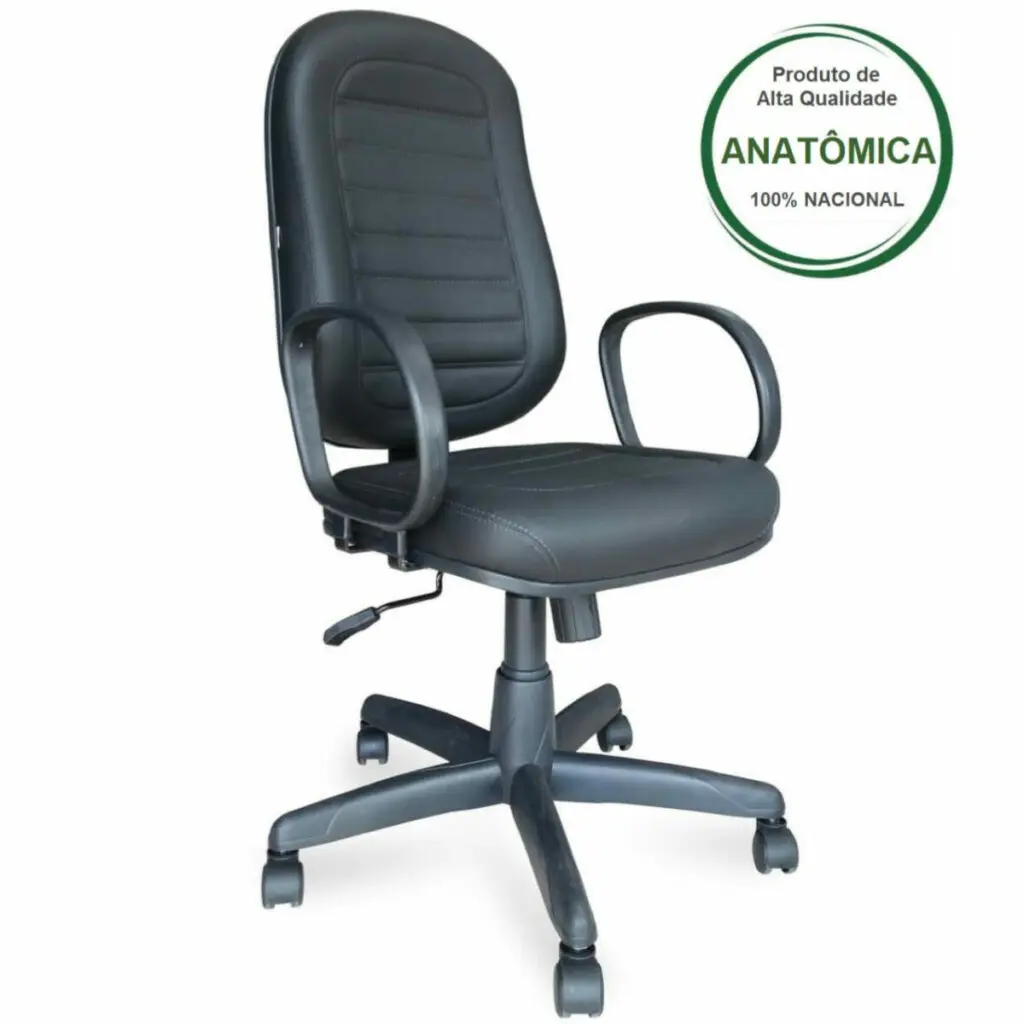 Cadeira Presidente BAIXA COSTURADA – Braço Corsa – COR PRETA – Divulga Móveis – 30102