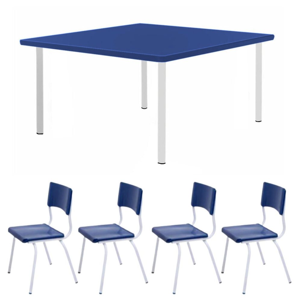 Conjunto Quadrado c 04 Cadeiras – TAMPO PLÁSTICO – 06 a 09 Anos – JUVENIL –REALPLAST – 44004