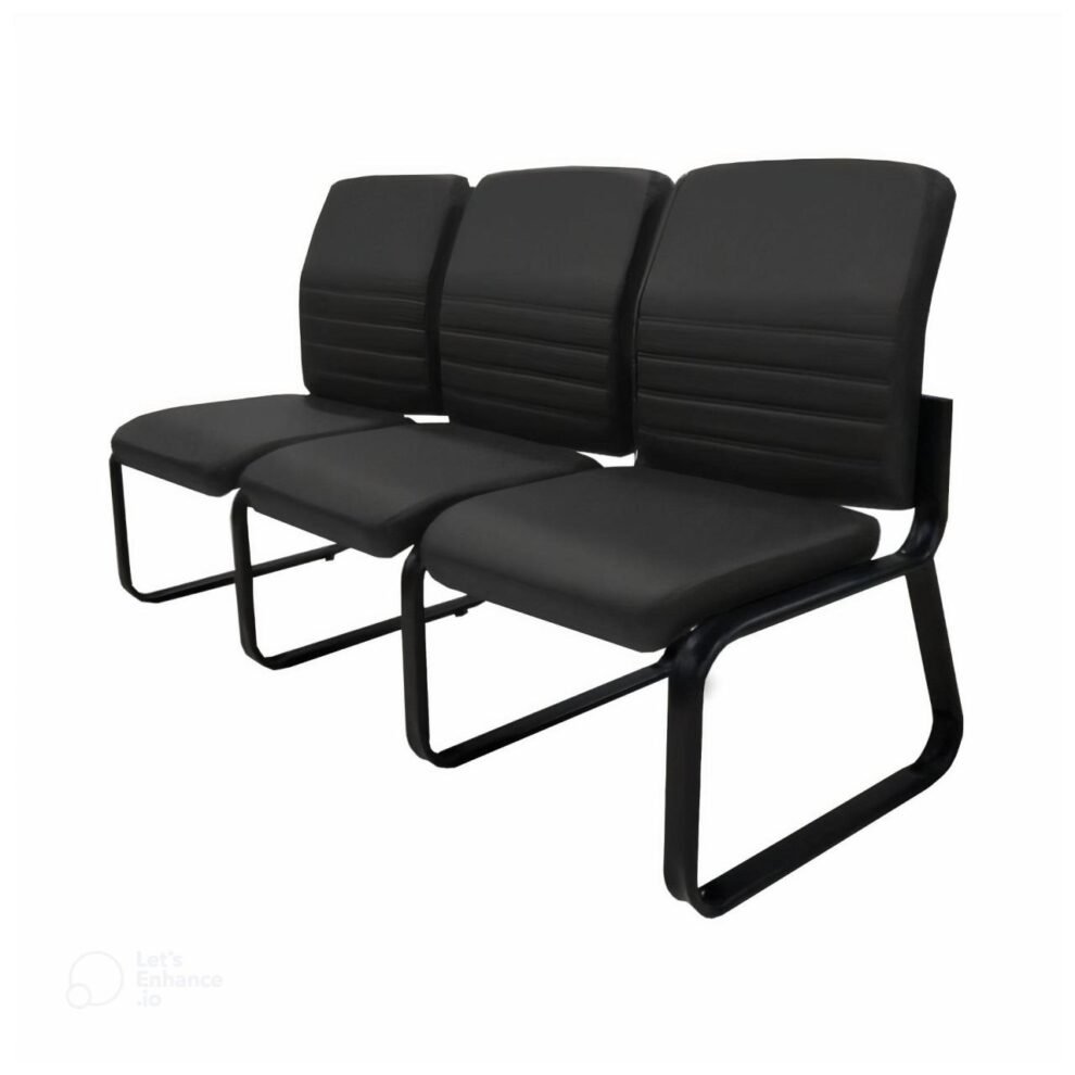 Sofanete para Escritório Estofada com 03 Lugares ESTOFADA – PMD – Cor Preto – 33121