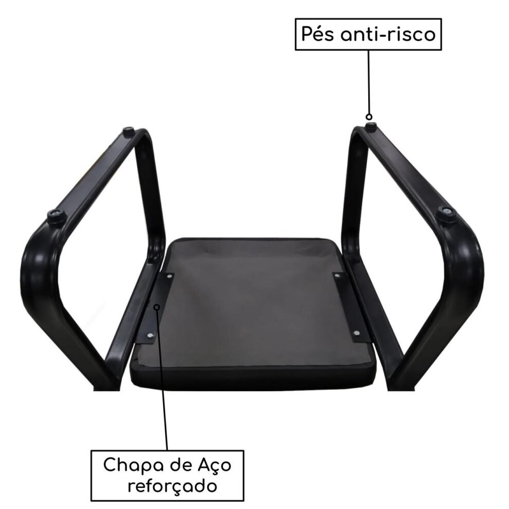 Sofanete para Escritório Estofada com 03 Lugares ESTOFADA – PMD – Cor Preto – 33121 — foto 3