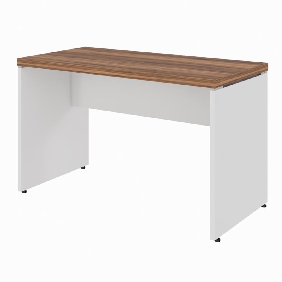 Mesa de Escritório 1,20×0,60m C/ ou S/ Gaveta – NOGAL SEVILHA/BRANCO – 3430