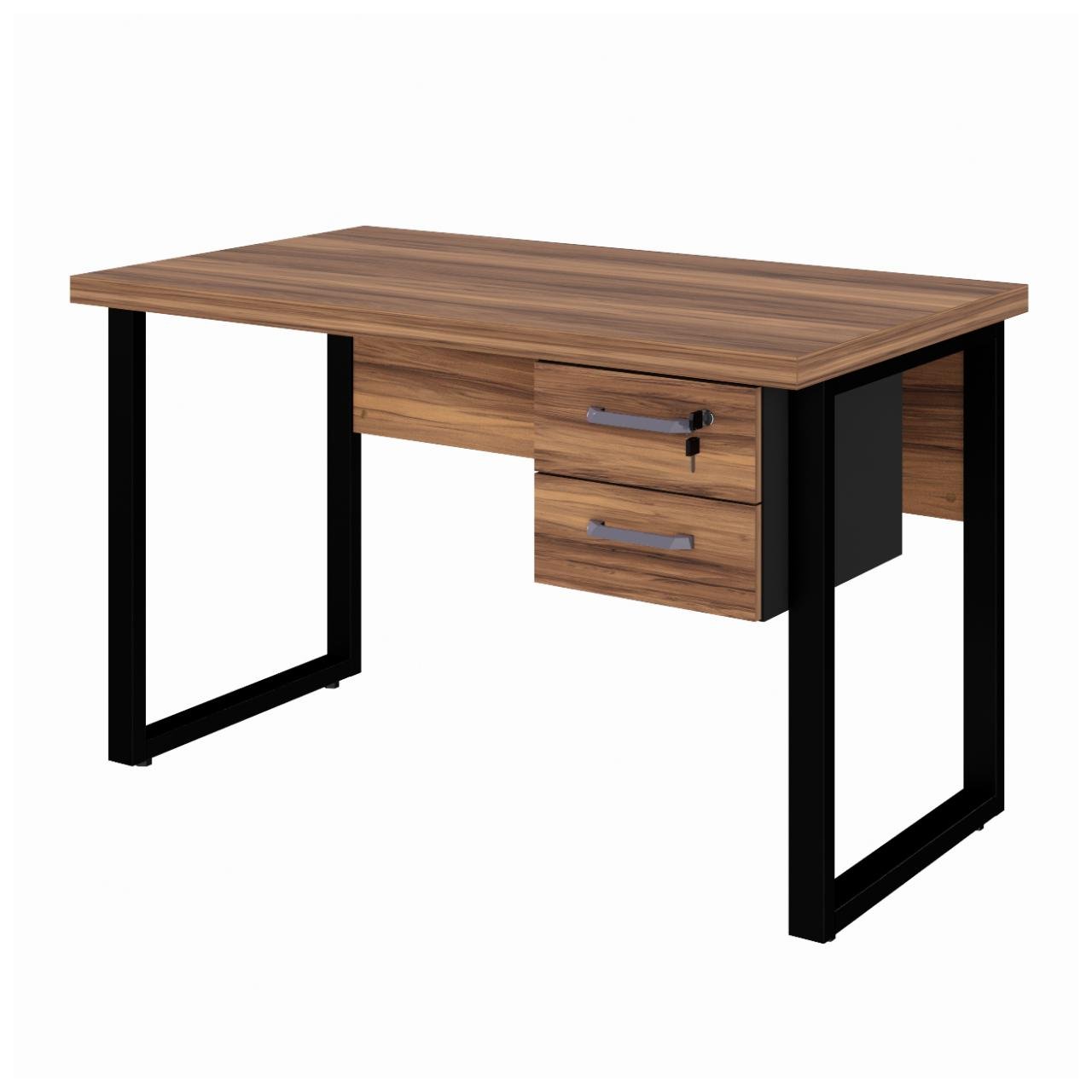Mesa Escritório PÉ QUADRO – 1,20×0,60m – C Gavetas – NOGAL SEVILHAPRETO – 24471 — foto 2