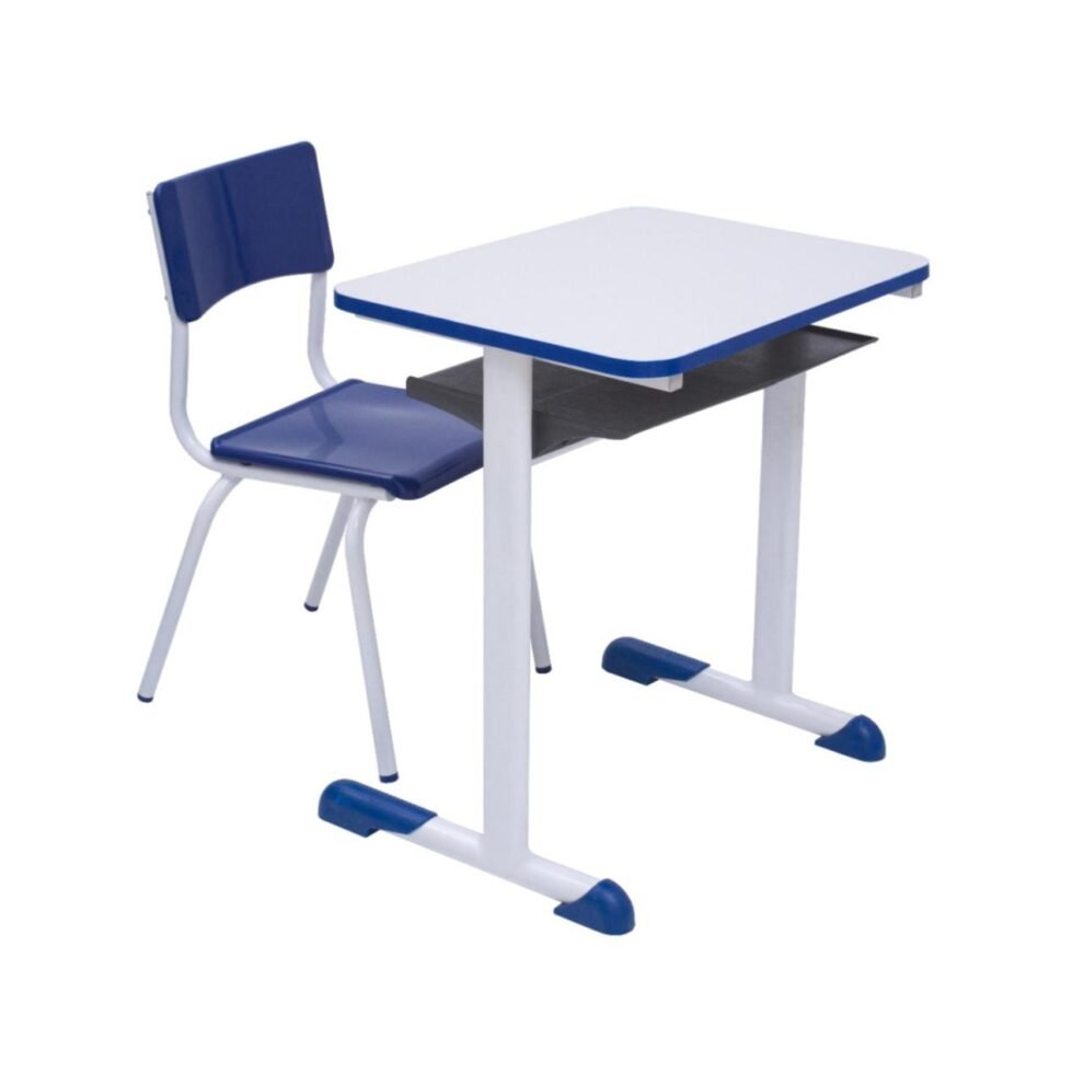 Kit Escolar Individual AZUL – (Mesa e Cadeira) – JUVENIL – MADEIRA – REALPLAST – 40091