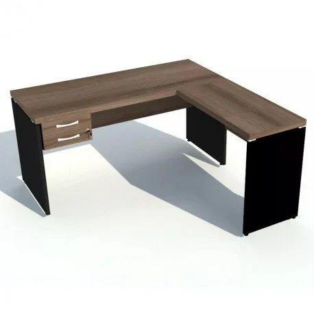 Mesa em L 25mm Linha Fácil C/ Auxiliar e Gavetas – MS-02