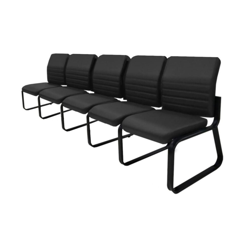 Sofanete para Escritório Estofada com 05 Lugares ESTOFADA – PMD – Cor Preto – 33123