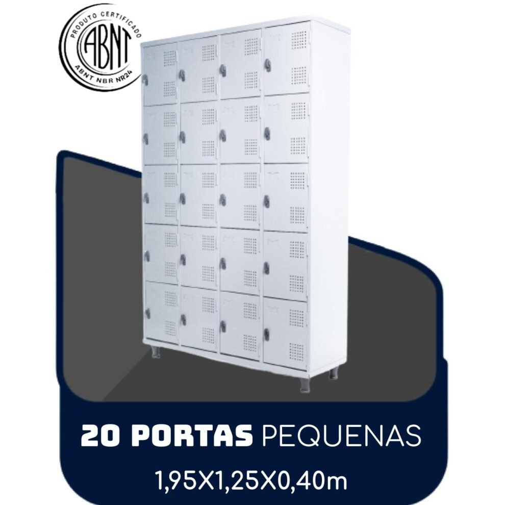 Roupeiro de Aço 20 portas Pequenas – 1,95×1,25×0,40m – CZ/CZ – SA – 14004