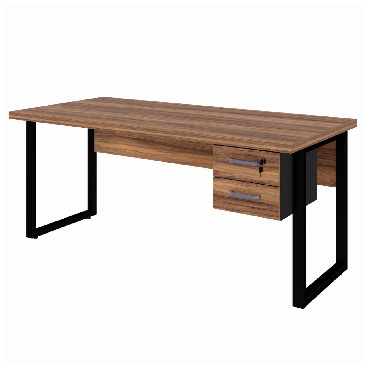 Mesa Escritório PÉ QUADRO 1,70×0,70m – C Gavetas – NOGAL SEVILHAPRETO – 24475