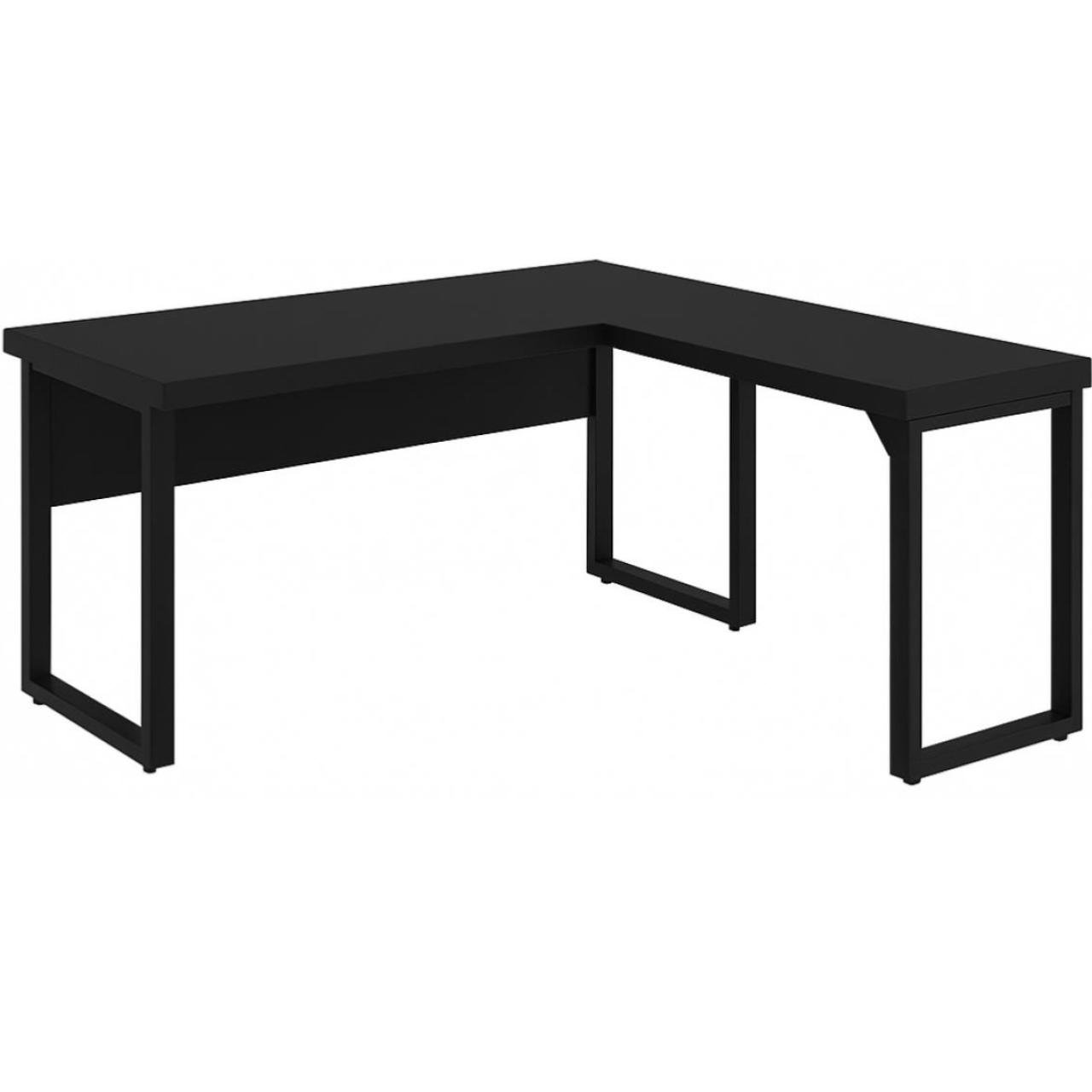 Mesa em L PÉ PAINEL – S/ Gavetas – PRETO / PRETO – 26012 — foto 2