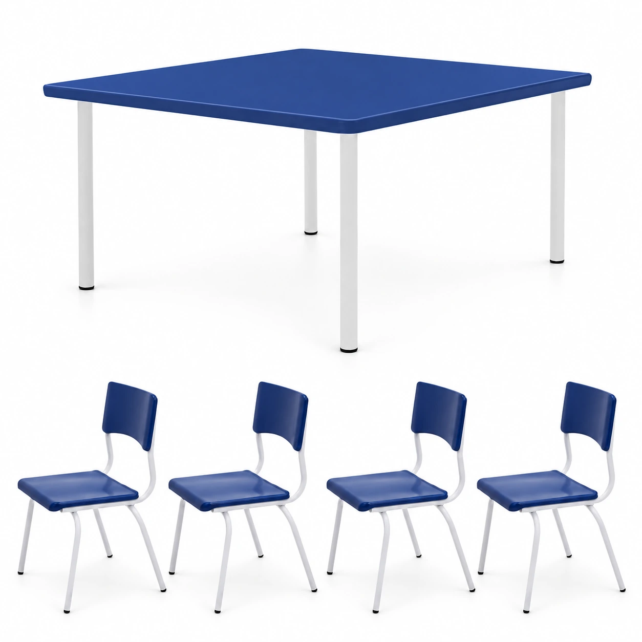 Conjunto Quadrado c 04 Cadeiras – TAMPO PLÁSTICO – 06 a 09 Anos – JUVENIL –REALPLAST – 44004