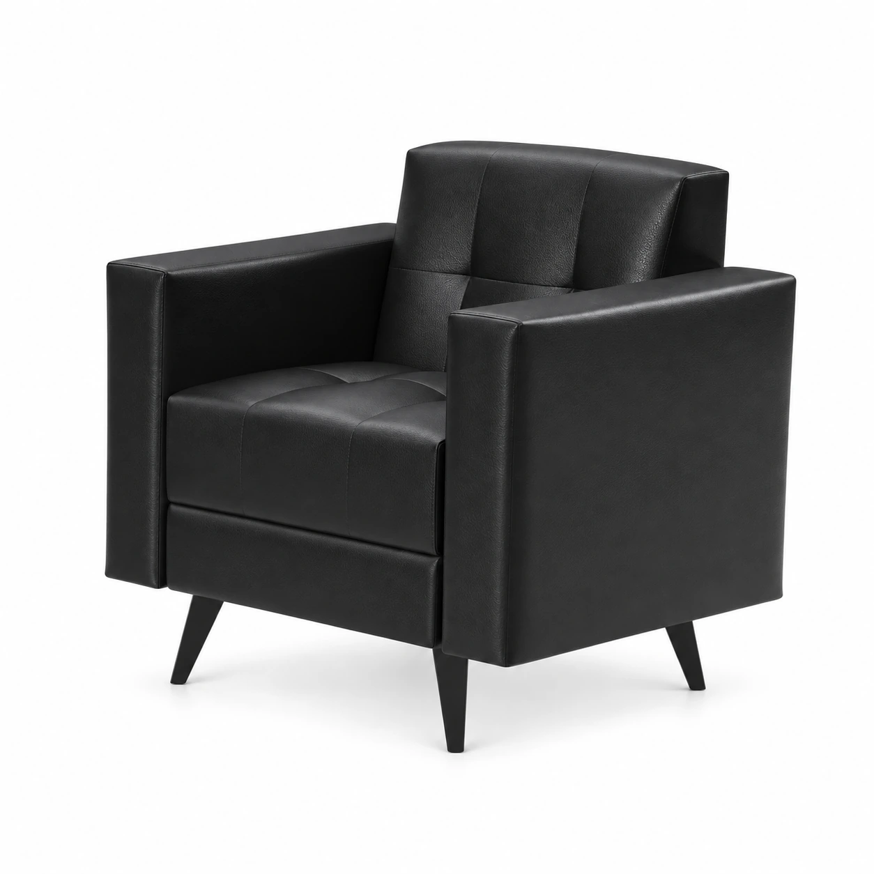 Poltrona para Escritório Roma 01 Lugar – Corino – Cor Preto – 60040