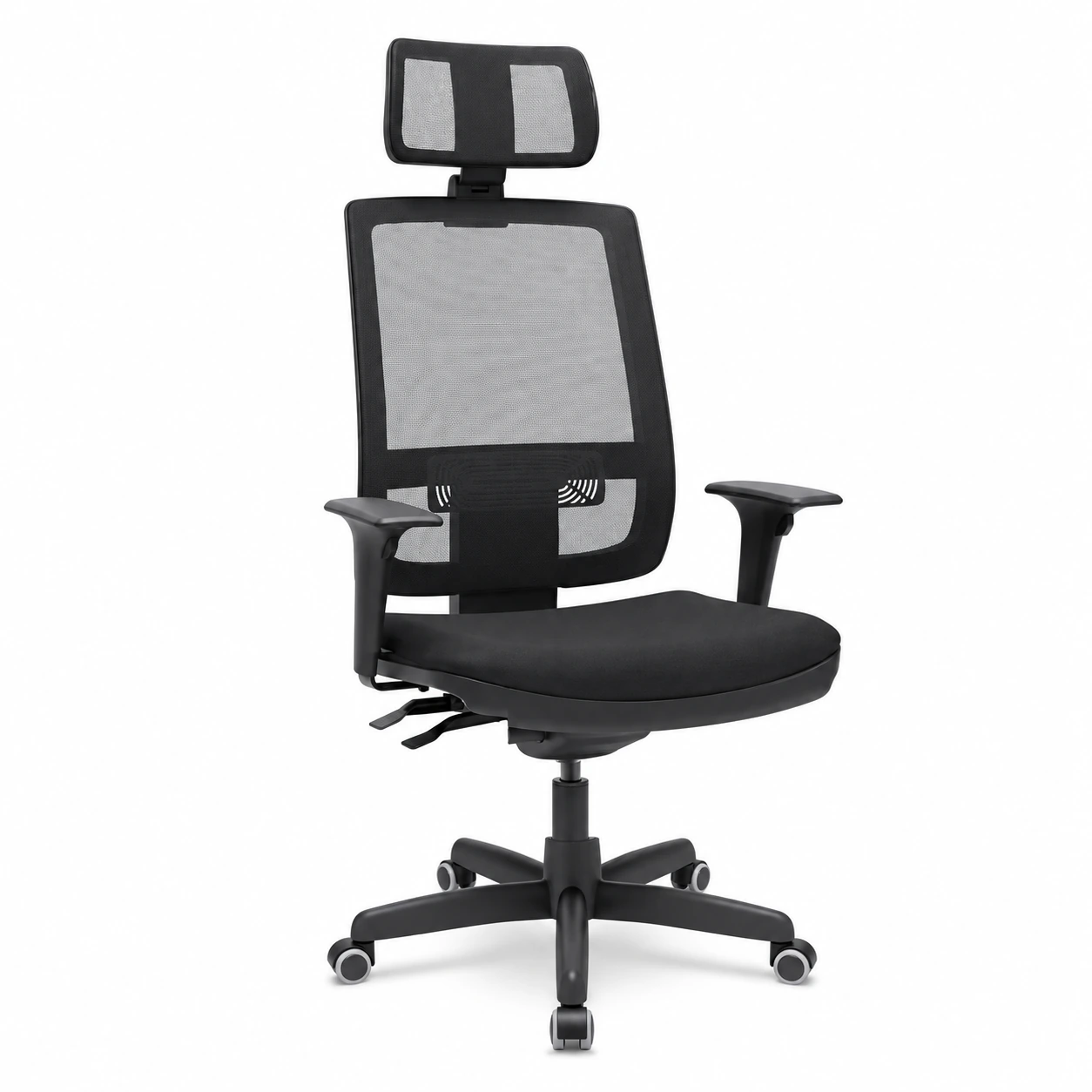 Poltrona Presidente Brizza BACKSYSTEM c/ encosto de cabeça – TELA Preta – PLAXMETAL – 30600