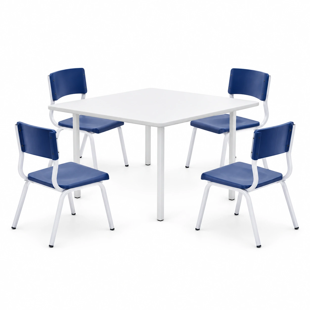 Conjunto Quadrado c 04 Cadeiras COLORIDO – TAMPO BRANCO – 02 a 06 Anos – INFANTIL – MRPLAST – 41095