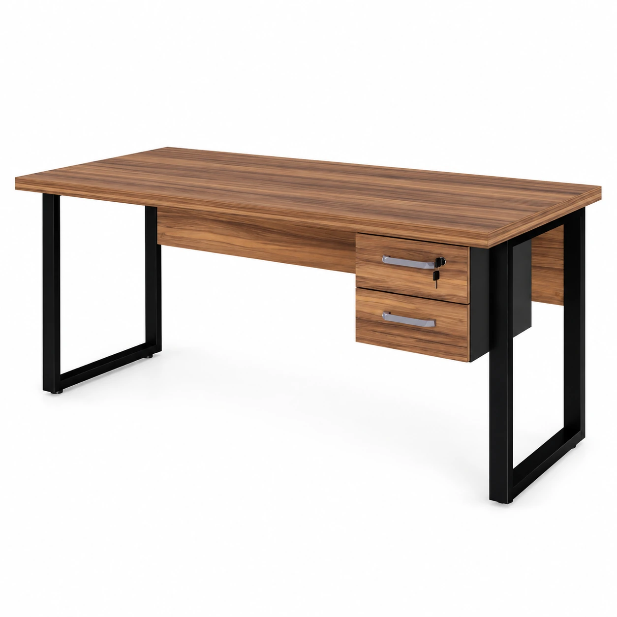 Mesa Escritório PÉ QUADRO 1,70×0,70m – C Gavetas – NOGAL SEVILHAPRETO – 24475